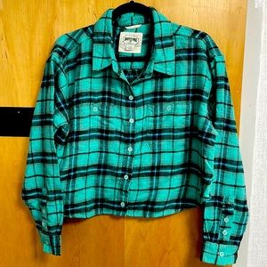 Baby Blue Crop Plaid button-down